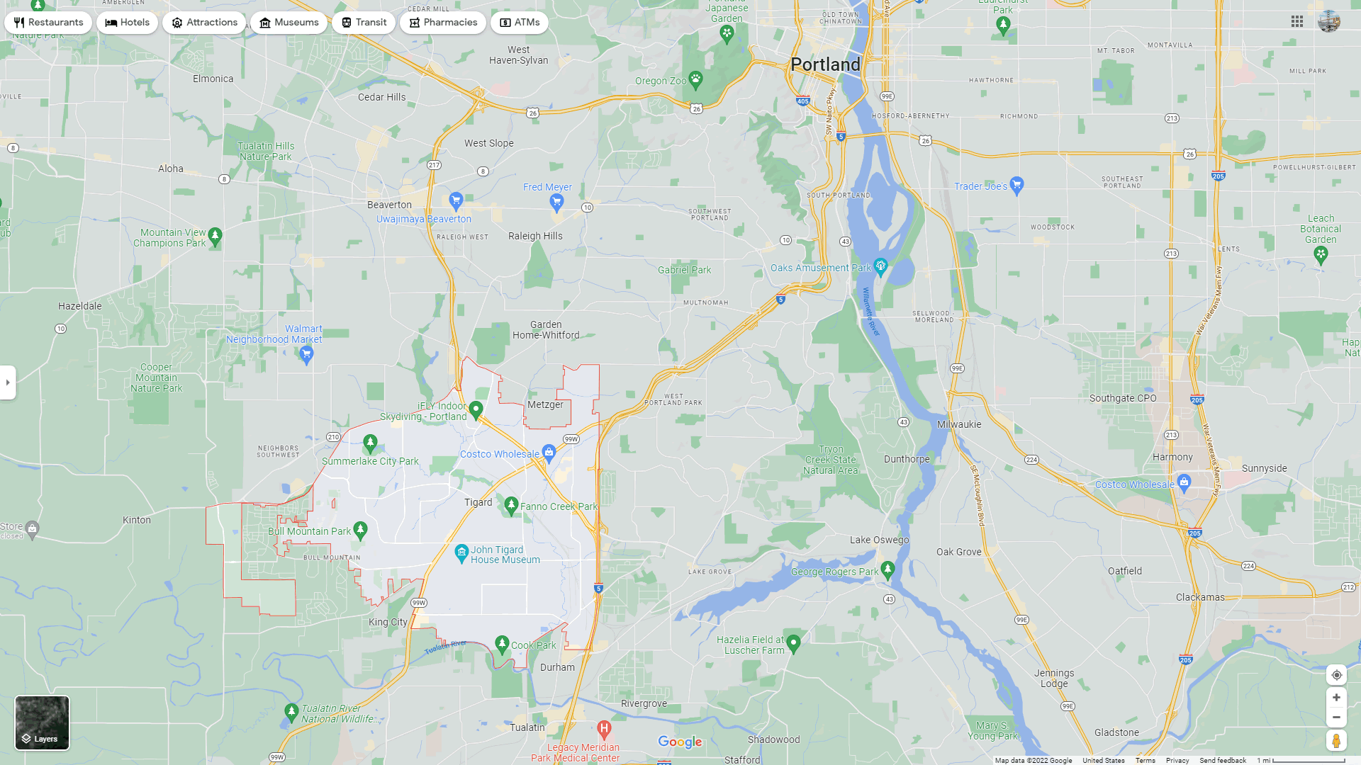 Tigard map